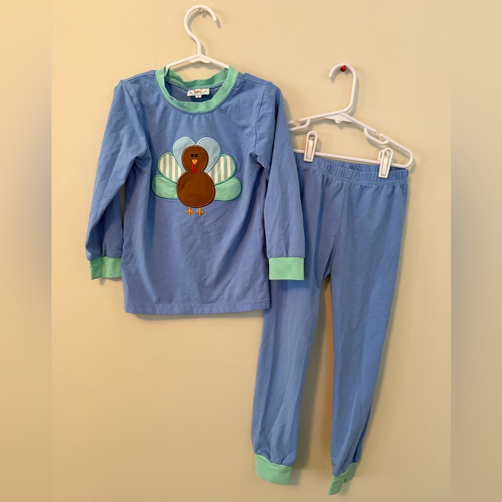 Busy Bees Smocks Blue Turkey Pajamas